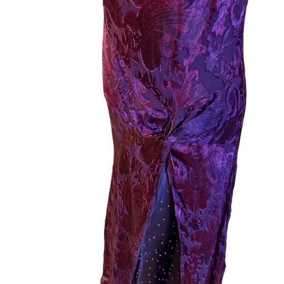 Vintage 90s Valerie Stevens Purple Burnout style gown w/slit SZ 10. - Picture 12 of 12